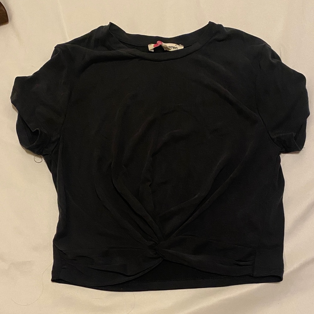 Elegant Black Twist Front Tee